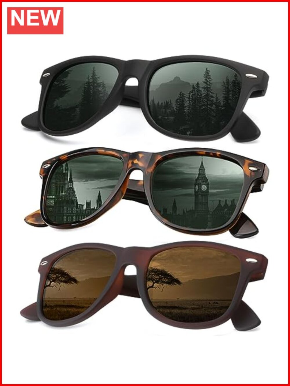 Polarized Sunglasses for Men & Women UV Protection Full Frame Rectangular